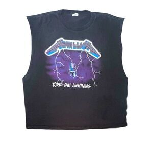 VTG Metallica Ride The Lightning Cut Off Shirt Back Glows In The Dark Size 2XL